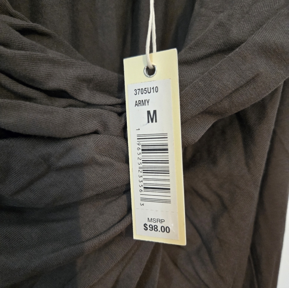 Max Studio Drape-Front Midi Skirt in Army - Picture 2 of 4